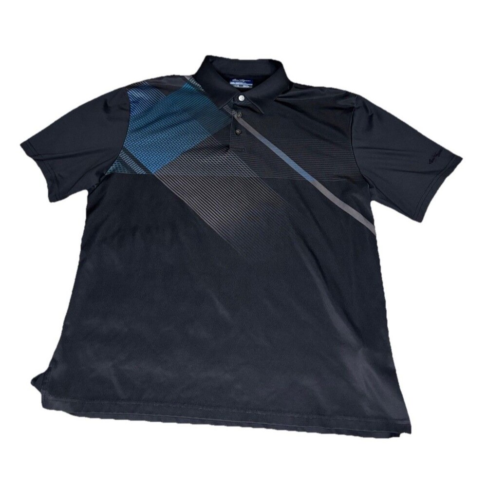 Ben Hogan‎ Performance Polo Shirt Mens Large Black Blue Graphic Short Sleeve